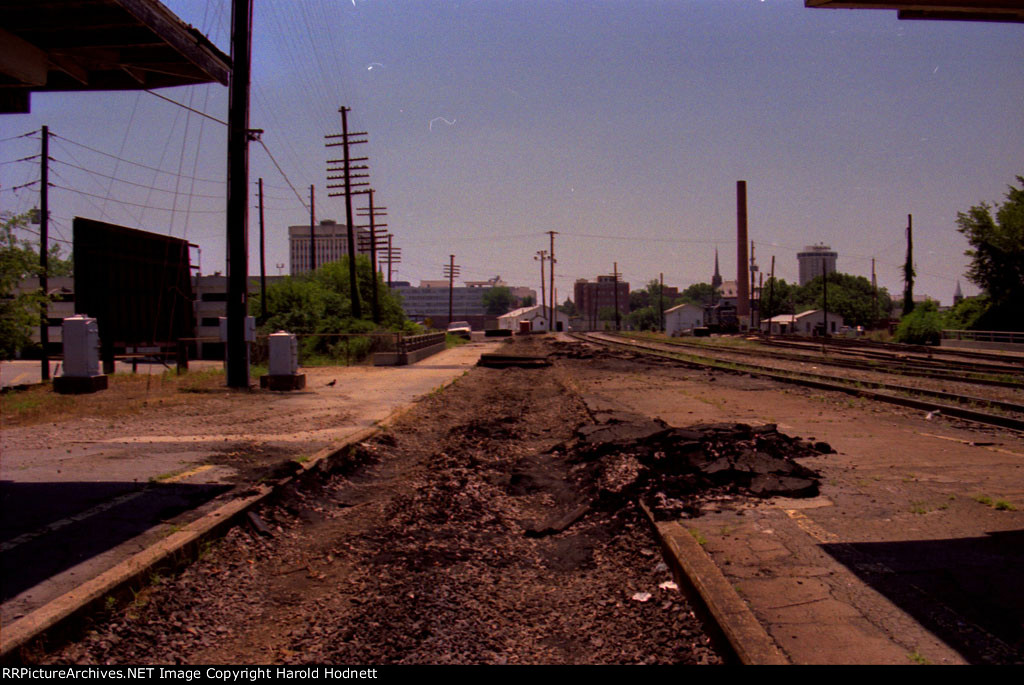 The view southbound at the end of the platforms at Seaboard Station after the main track was pulled up.